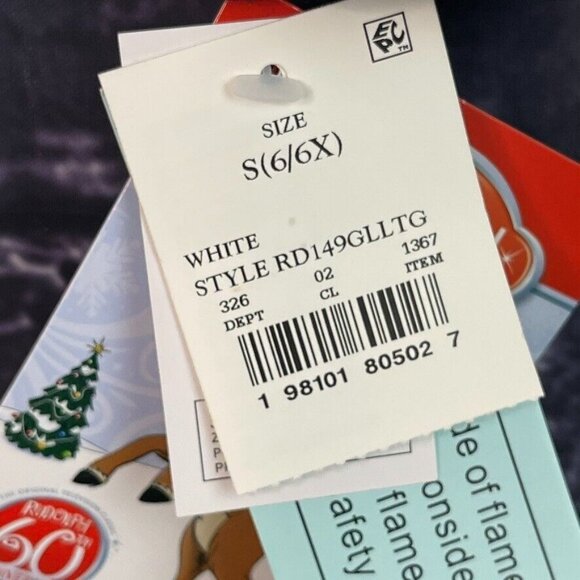 Rudolph Small 6/6x Reindeer Santa Pajamas & Fluffy Socks PJ Set Check Pattern - Picture 4 of 12